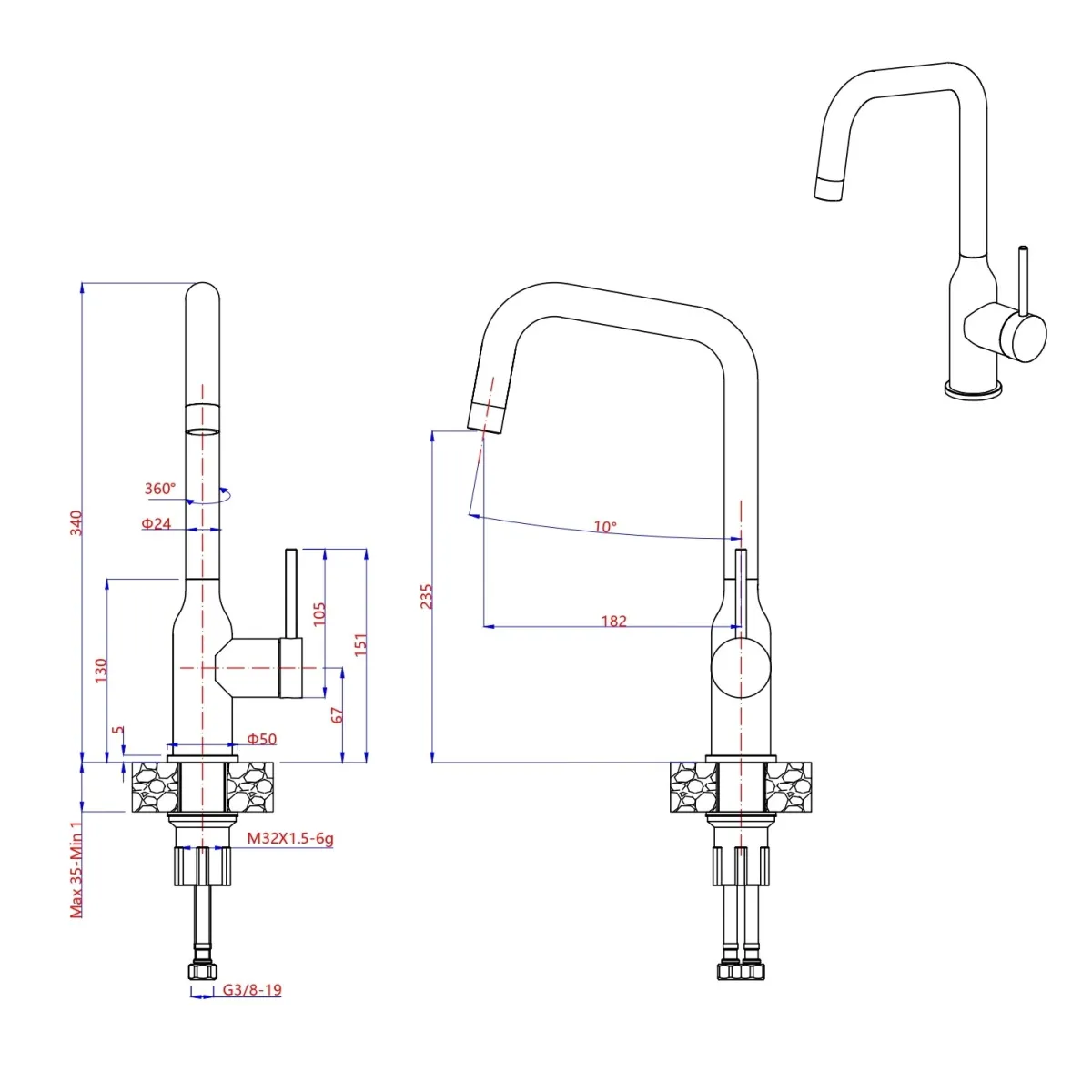 Rubinetto Cucina Acciaio Inox SATINATO BOTTLE