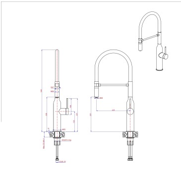 Rubinetto Cucina Acciaio Inox Doccetta Battle