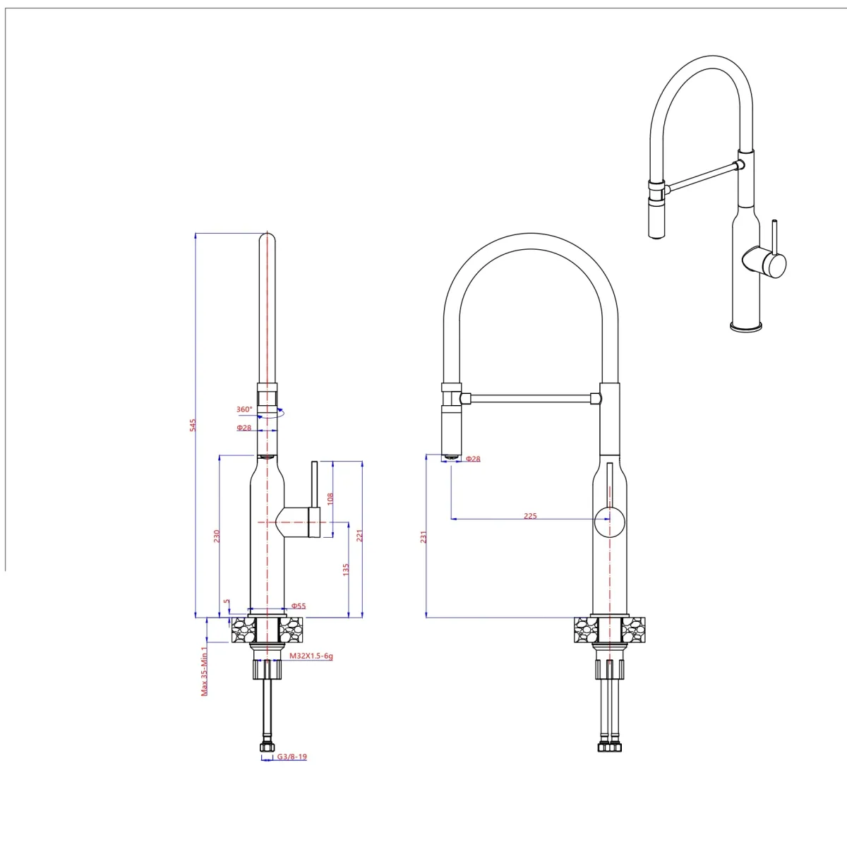 BOTTLE (X) - Rubinetto Cucina Acciaio Inox Doccetta