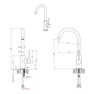 Rubinetto Cucina Acciaio Inox Canna Girevole ESSENTIAL-X