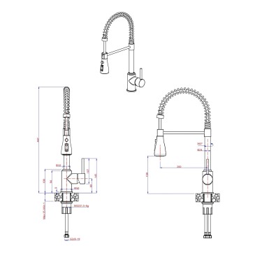 Rubinetto Cucina Acciaio Inox Doccetta a Molla MEXMAX-24
