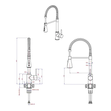 Rubinetto Cucina Acciaio Inox Doccetta a Molla MEXMAX-24