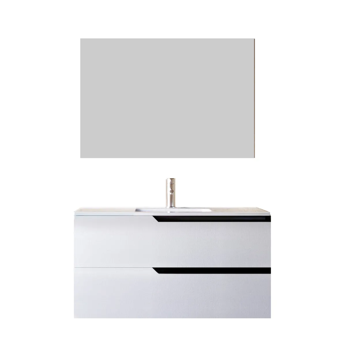 Meuble de salle de bain 100cm Suspendu Porcelaine Blanche...