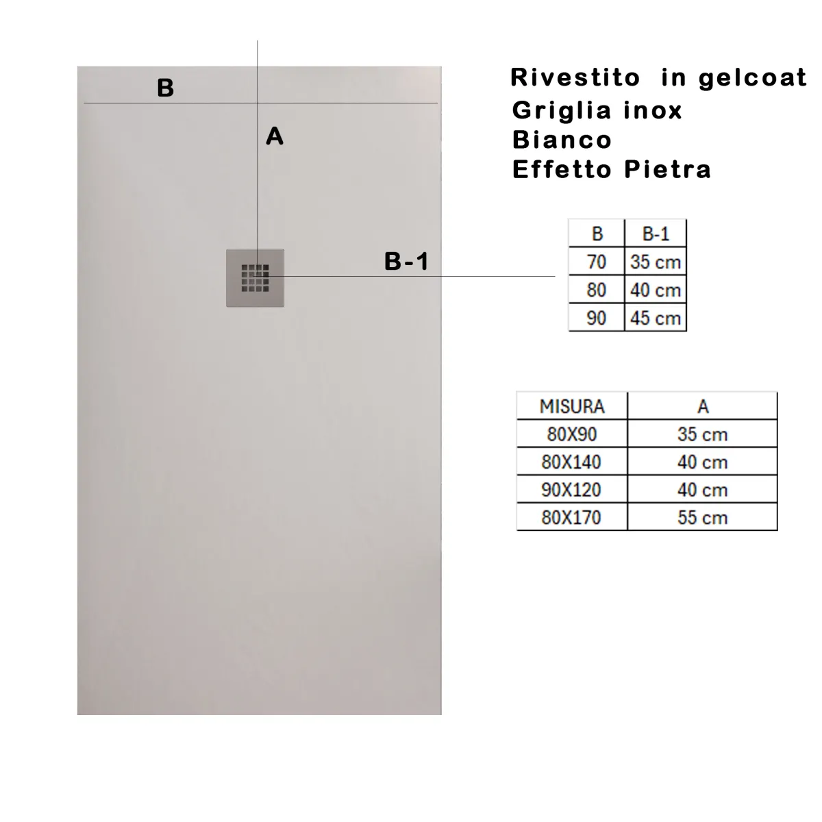 Piatto doccia bianco in marmoresina  ARON