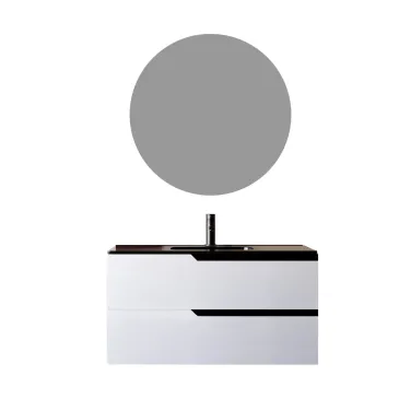 Mobile bagno Sospeso Bianco 80 100 con Lavabo nero Opaco - JAGUAR