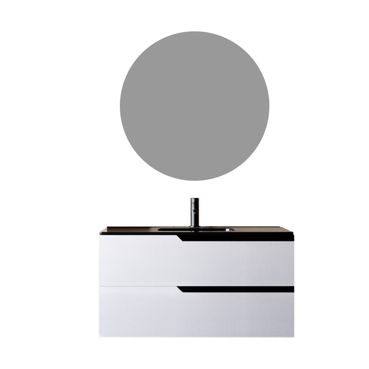 Mobile bagno Sospeso Bianco 80 100 con Lavabo nero Opaco...