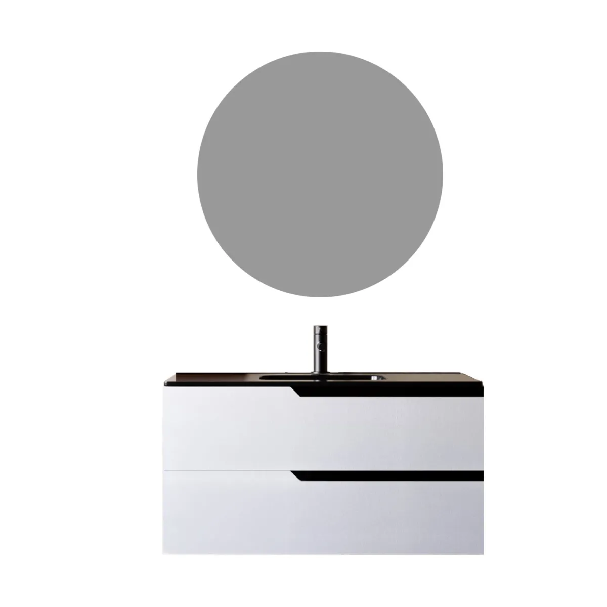 Mobile bagno Sospeso Bianco 80 100 con Lavabo nero Opaco...