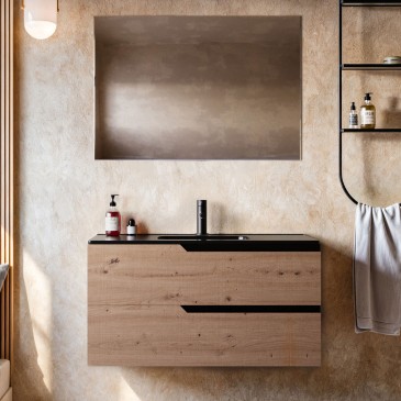 Mobile bagno Sospeso Cartagena 80 100 con Lavabo nero Opaco - JAGUAR