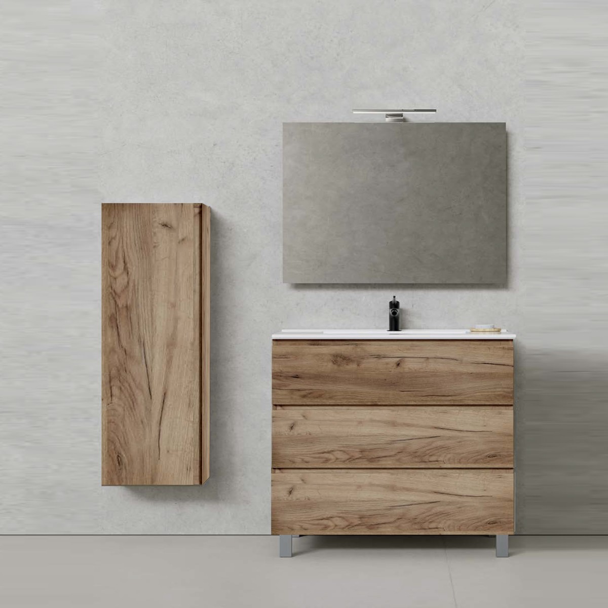 Mobile bagno 80cm con tre cassetti Rovere Alba CAIRO
