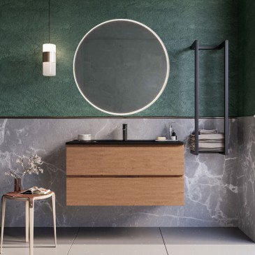Mobile bagno sospeso 80cm con lavandino nero ARMONY