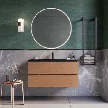 Mobile bagno sospeso 100cm con lavandino nero ARMONY