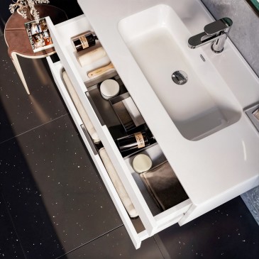 Mobile bagno sospeso 80cm bianco con lavandino nero ARMONY
