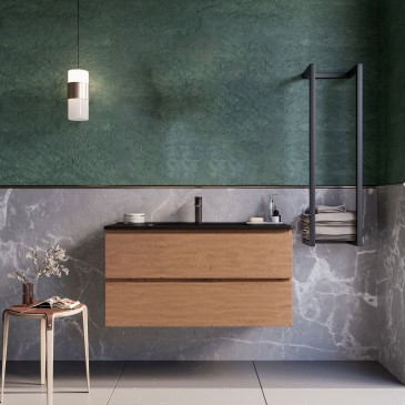 Meuble de salle de bain suspendu 80cm avec vasque ARMONY noire