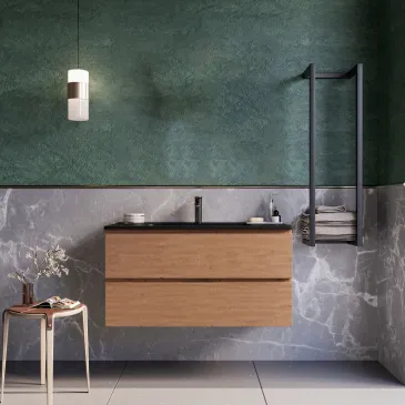 Mobile bagno sospeso 80cm con lavandino nero ARMONY