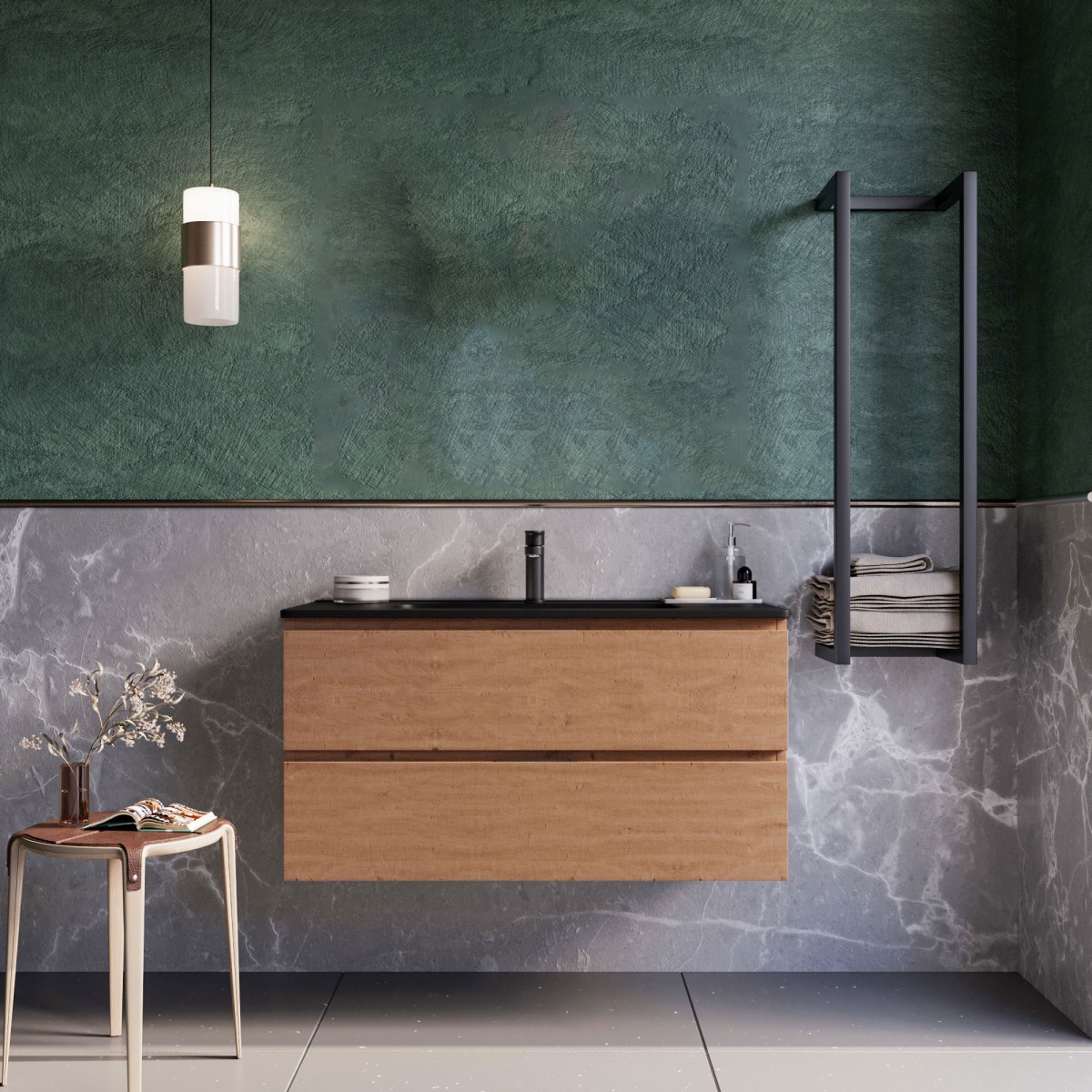 Meuble de salle de bain suspendu 80cm avec vasque ARMONY...