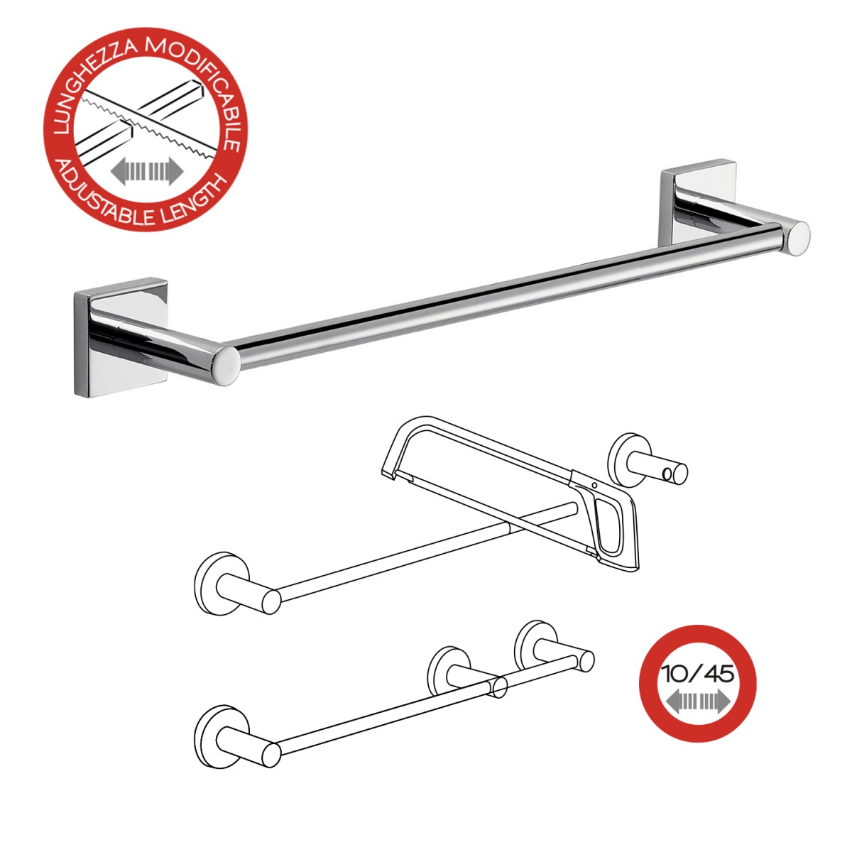 Portasalviette 45 cm in acciaio inox satinato spazzolato...