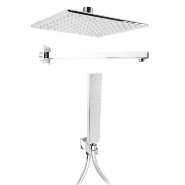 Ensemble de douche 5 pièces, pommeau de douche 25x25, sortie d'eau, bras de douche flexible et douchette METAFORM