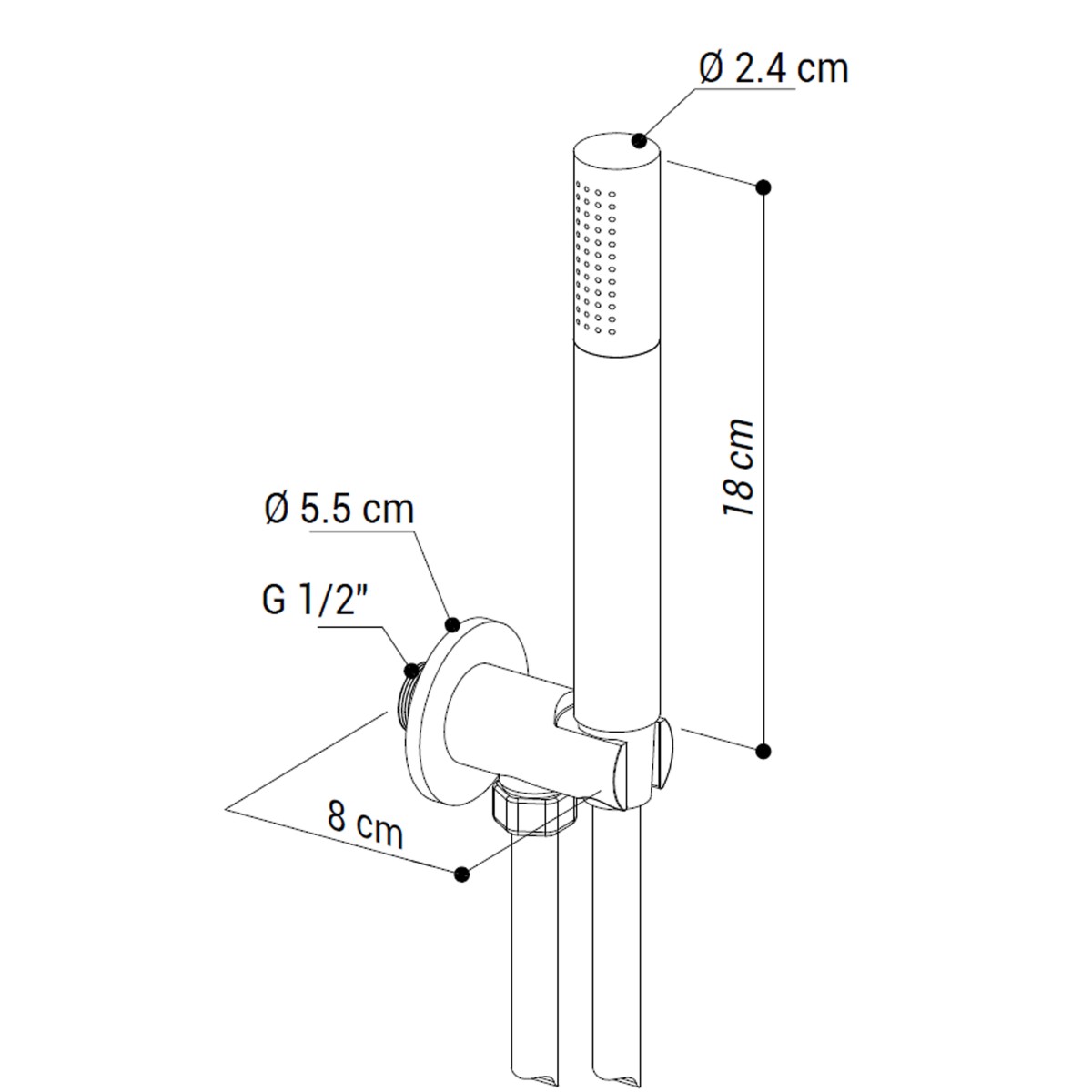 METAFORM runder Duschkopf mit Edelstahl-Wasseranschluss