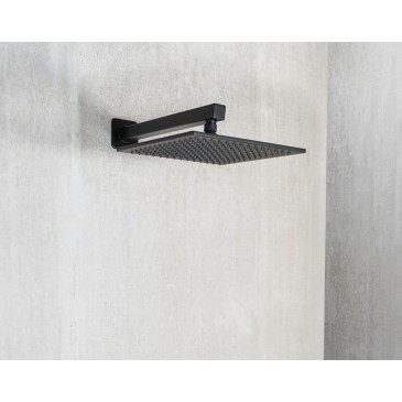 Pommeau de douche METAFORM 20x20 noir mat avec buses noires, look entièrement noir
