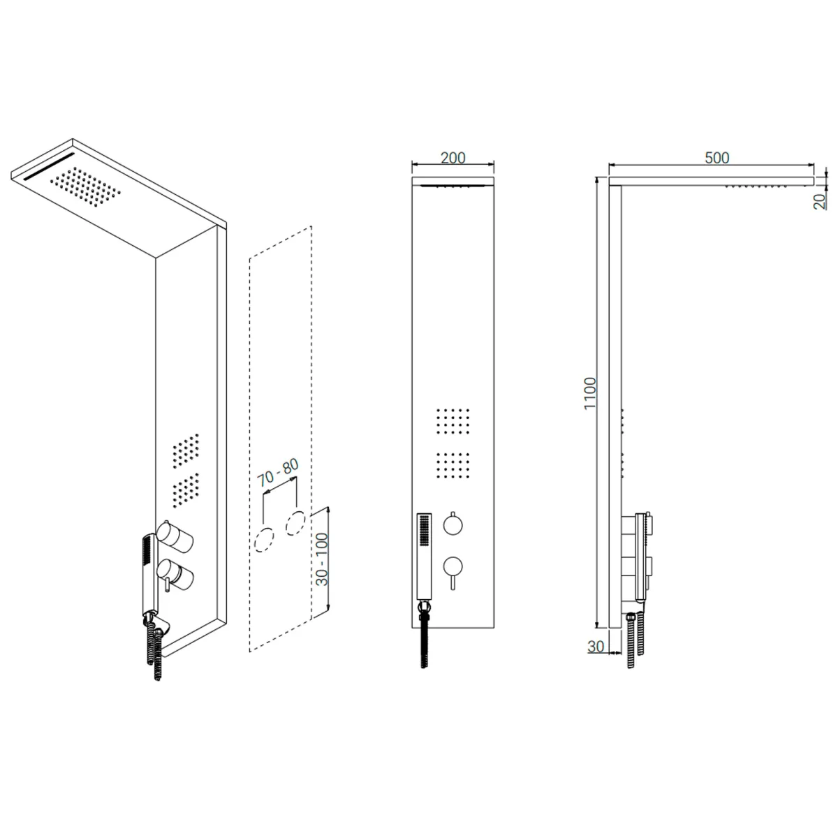 Colonne de douche TREND en aluminium peint en blanc
