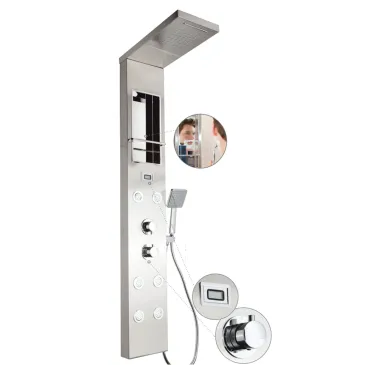 CITY PLUS Duschpaneel aus gebürstetem Edelstahl mit Hydromassagefunktion
