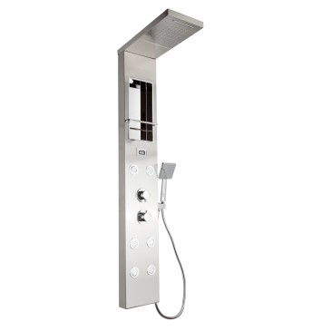 CITY PLUS Duschpaneel aus gebürstetem Edelstahl mit Hydromassagefunktion