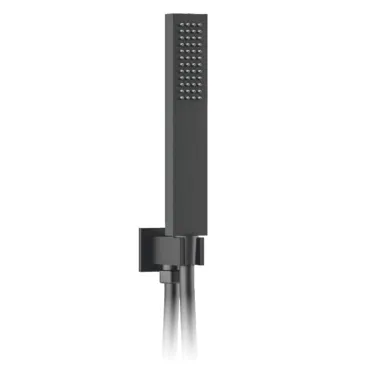 Ensemble pommeau de douche et support QUADRO BLACK avec raccord d'eau