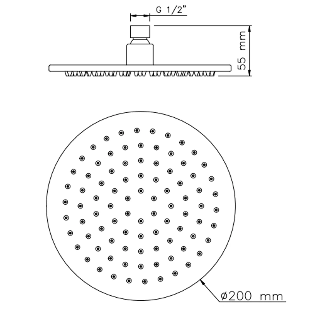 Pommeau de douche rond chromé SEVEN de 20 cm en acier...
