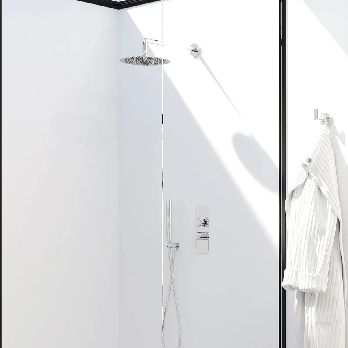 Kit doccia design Soffione Deviatore Doccetta cromato di...
