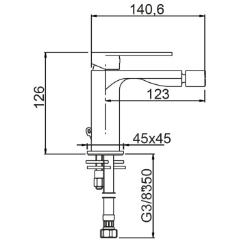 Miscelatore bidet cromato di design Alpha
