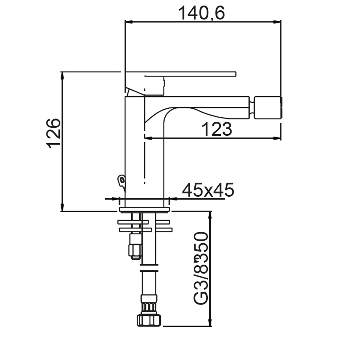 Miscelatore bidet cromato di design Alpha