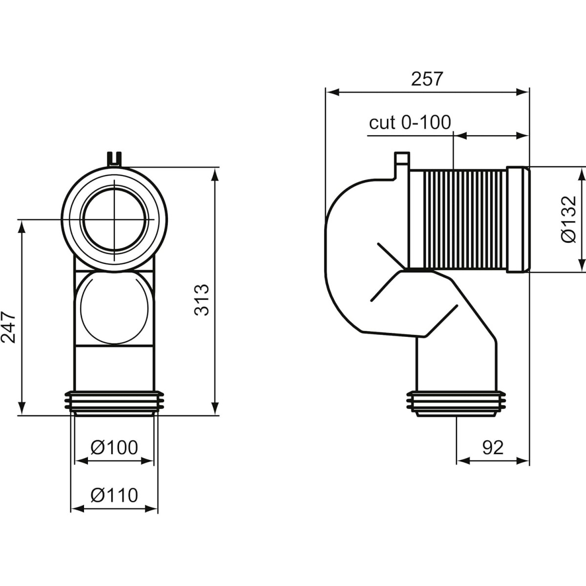 Courbe technique Ideal Standard pour toilettes...