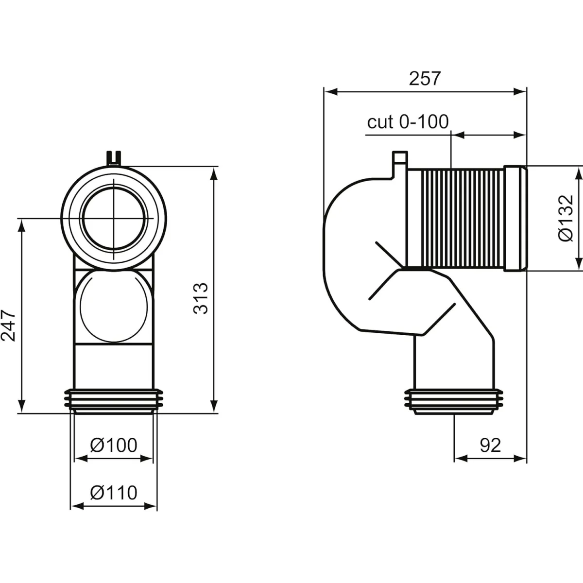 Ideal Standard Curva Tecnica per vaso a terra filo parete...
