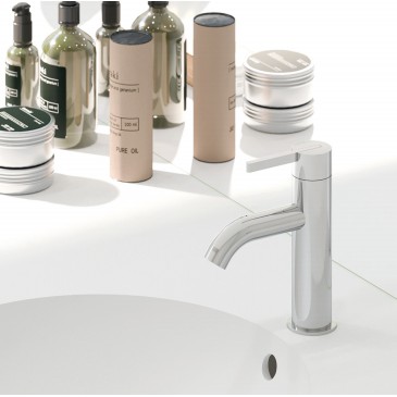 Mitigeur de lavabo chromé à...