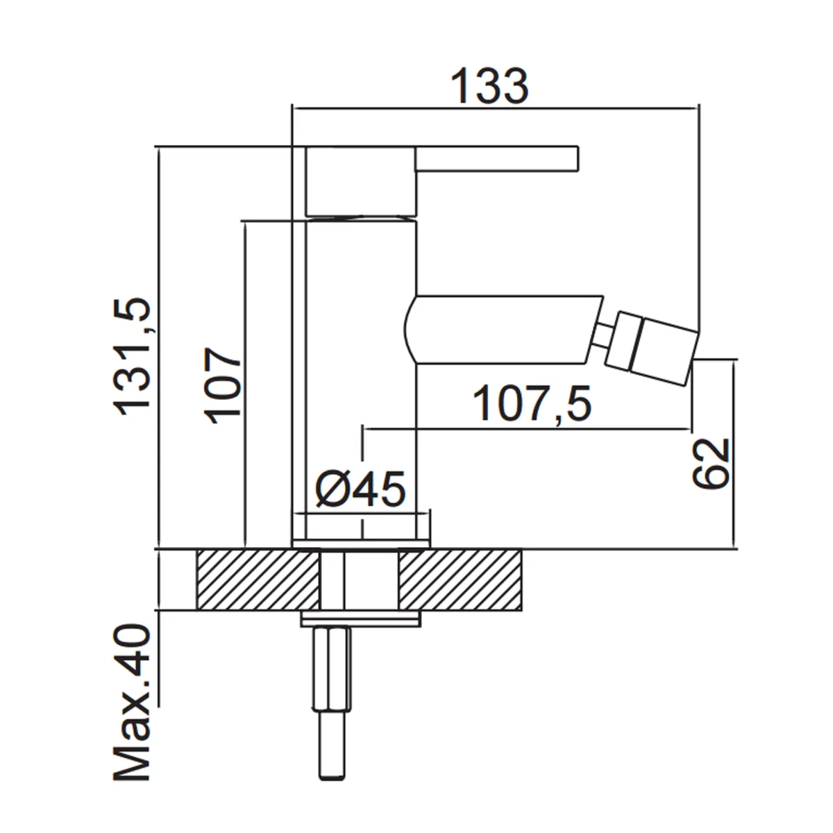 Urbaner wassersparender Bidet-Mixer aus Chrom