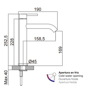 Mitigeur de lavabo de comptoir urbain avec bec haut