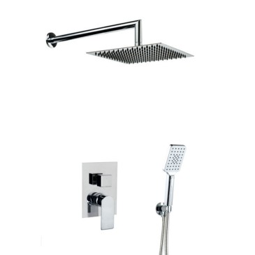 Ensemble de douche encastré 5 pièces, mitigeur, pommeau de douche 25x25, bras de douche, douchette flexible Alpha