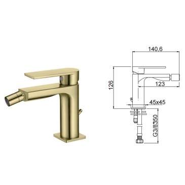 Alpha Gold-Mixer mit PVD-Beschichtung Olimpo Docce