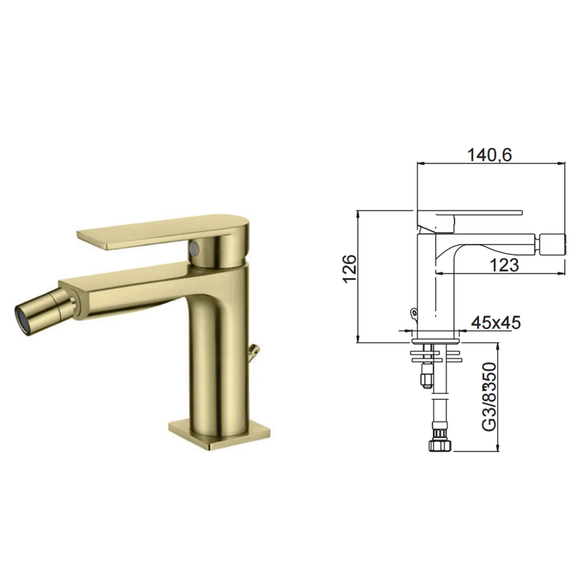 Alpha Gold-Mixer mit PVD-Beschichtung Olimpo Docce