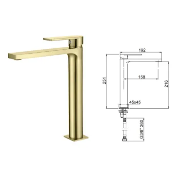 Alpha Gold-Mixer mit PVD-Beschichtung Olimpo Docce