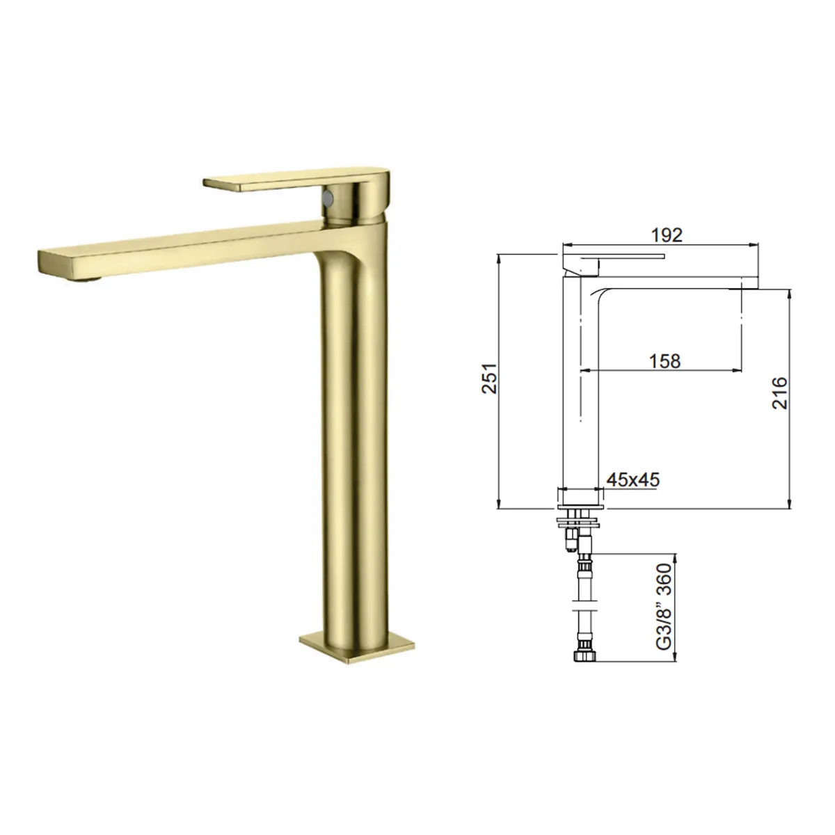 Alpha Gold-Mixer mit PVD-Beschichtung Olimpo Docce