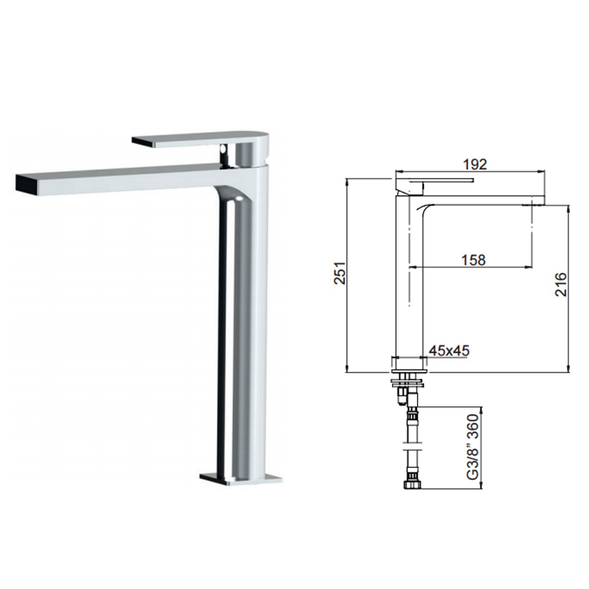 Robinet d'évier haut Alpha Chrome