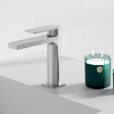 Mitigeur de lavabo Alpha avec finition PVD nickel satiné