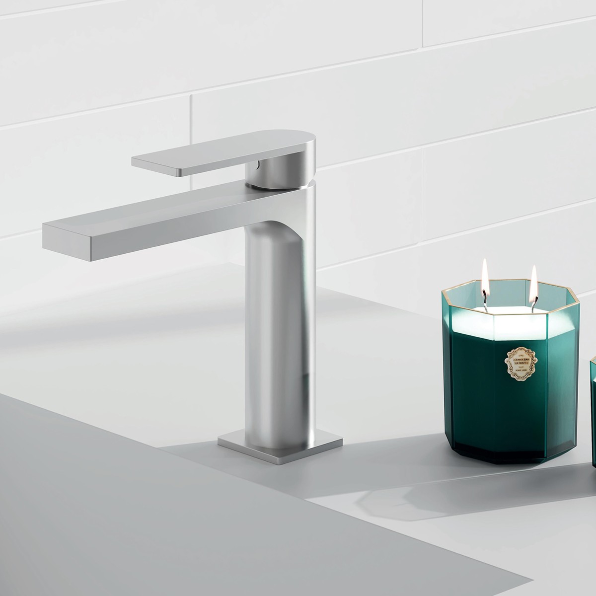 Mitigeur de lavabo Alpha avec finition PVD nickel satiné