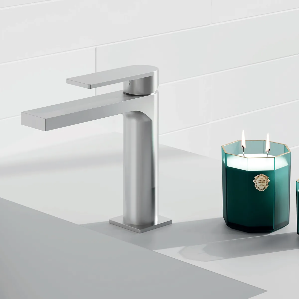 Alpha Waschtischarmatur mit satiniertem Nickel-PVD-Finish