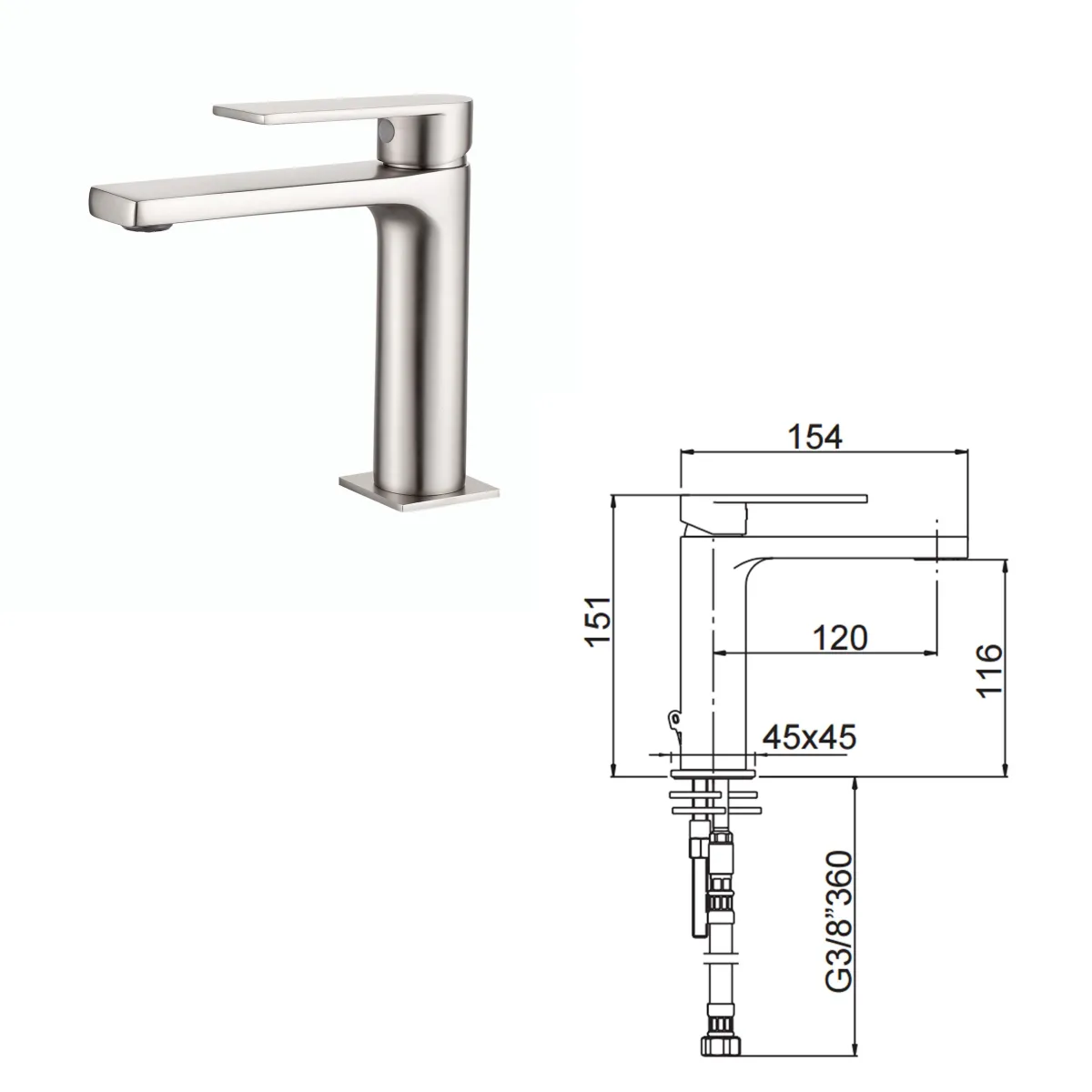 Kit mitigeur de salle de bain chromé ALPHA | Mondialshop