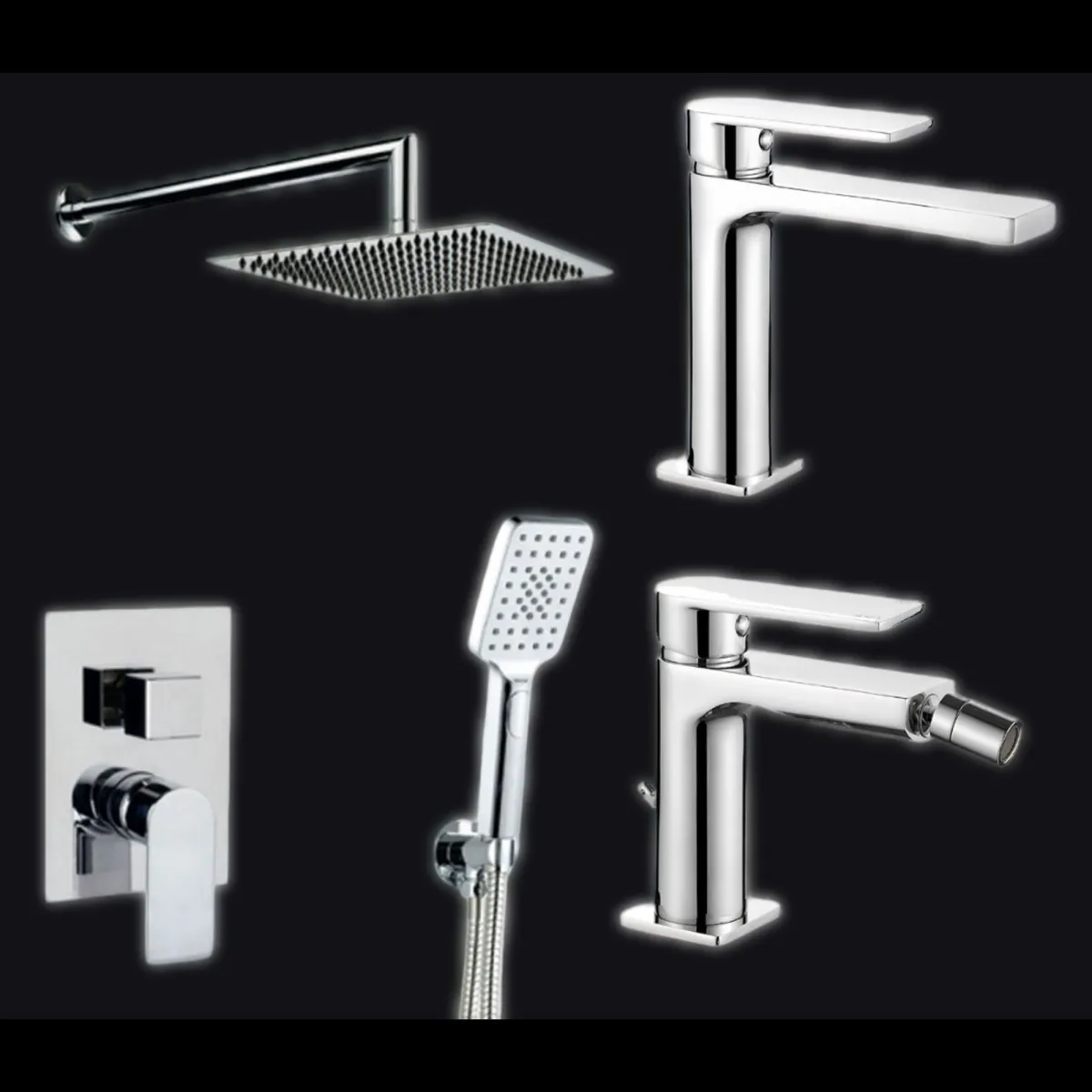 set completo di miscelatori Alpha: lavabo, bidet e doccia...