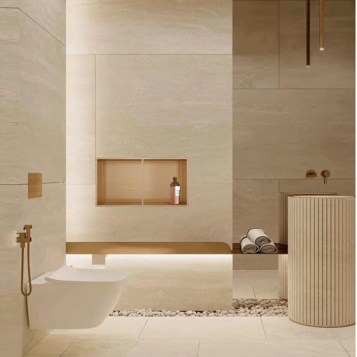 Nicchia per doccia color ORO spazzolato PVD 60X30 GLAMOUR