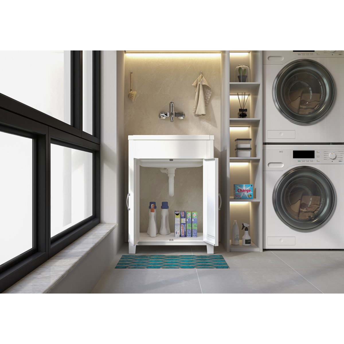 Lavatoio in resina 60x50 bianco