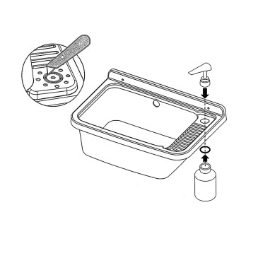 Lavabo mural en résine 50x35cm avec distributeur de savon en PVC